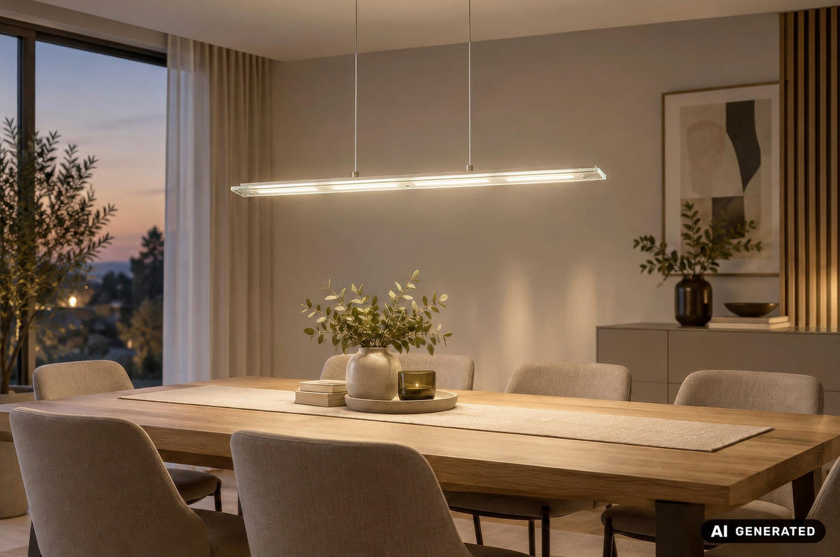 LED-HÄNGELEUCHTE Novak 115/9/150 cm  - Sandfarben/Klar, Design, Glas/Kunststoff (115/9/150cm) - Globo