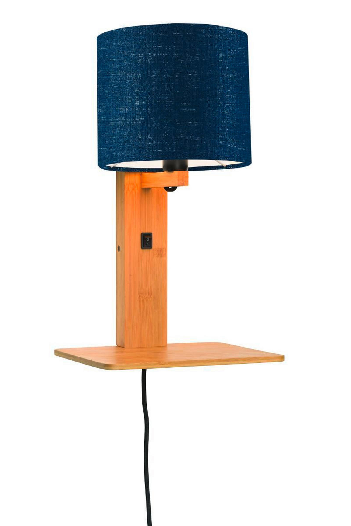 WANDLEUCHTE GOOD&MOJO  19/24/36 cm   - Blau/Naturfarben, Trend, Holz/Textil (19/24/36cm) - Good & Mojo