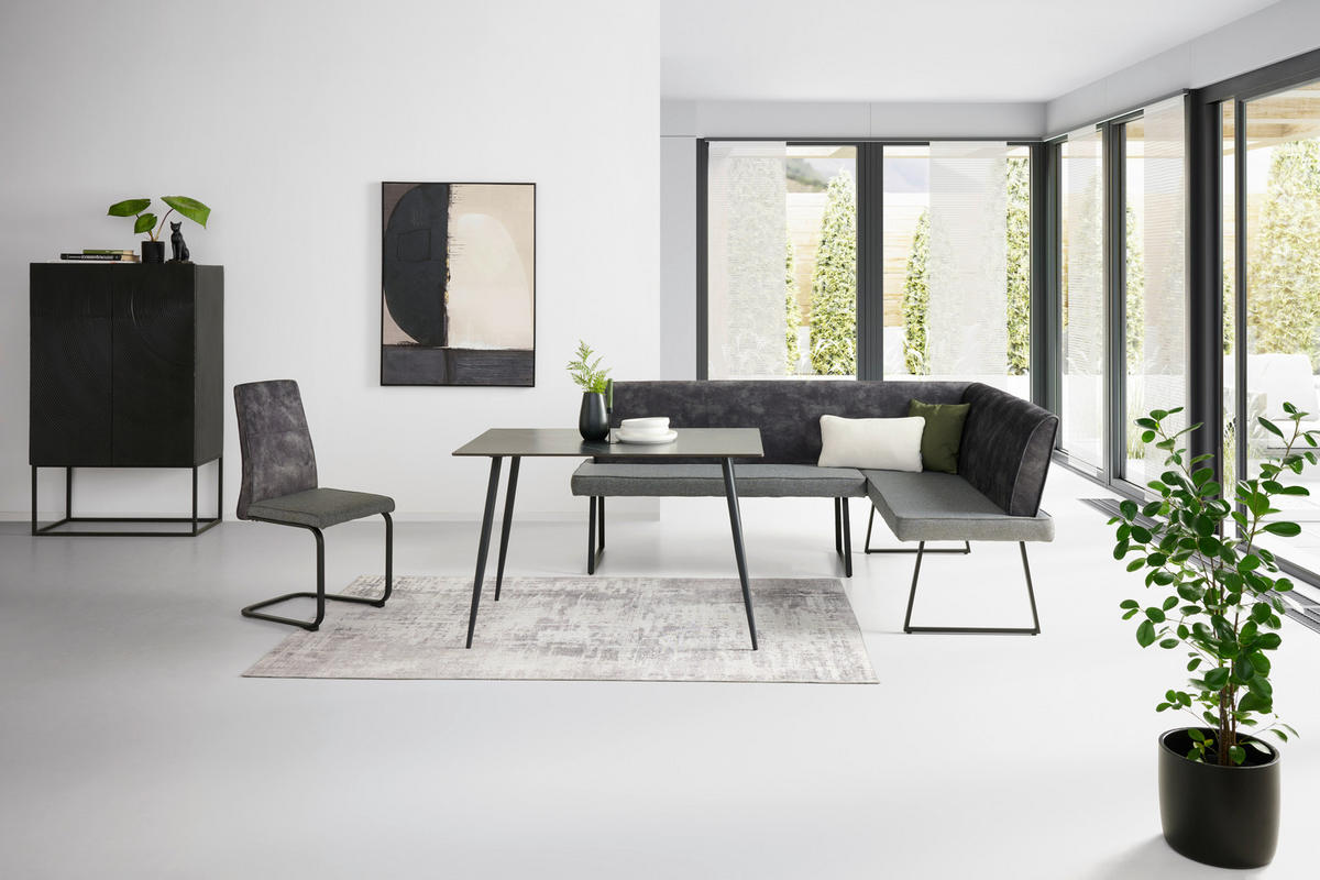 SCHWINGSTUHL  ,  , Mikrofaser, Leinenoptik  ,  - Dunkelgrau/Schwarz, KONVENTIONELL, Holz/Textil (46/94/62cm) - MID.YOU