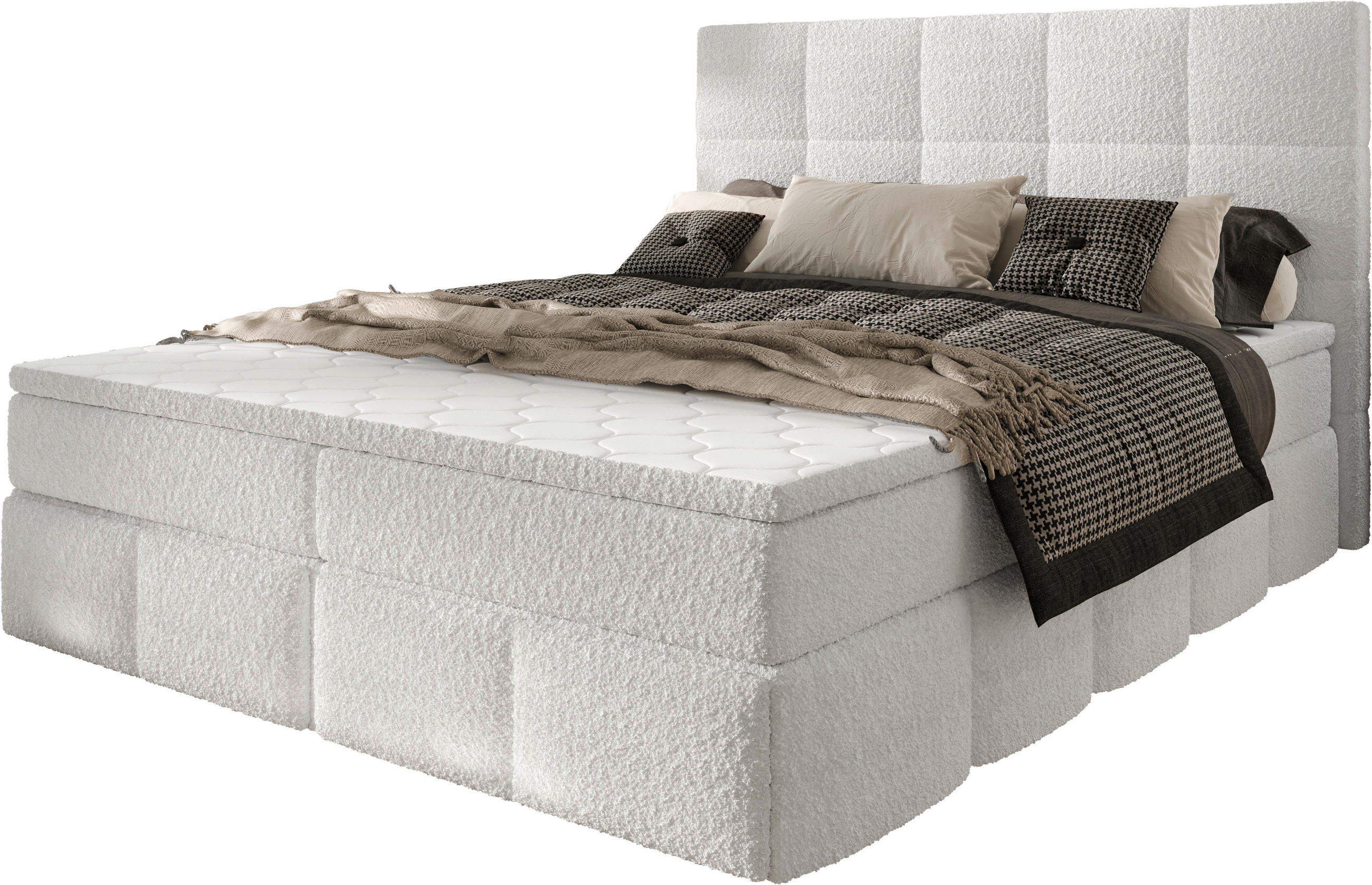 Polsterbett Alba Chenille Weiß, Lf: 180x200 cm