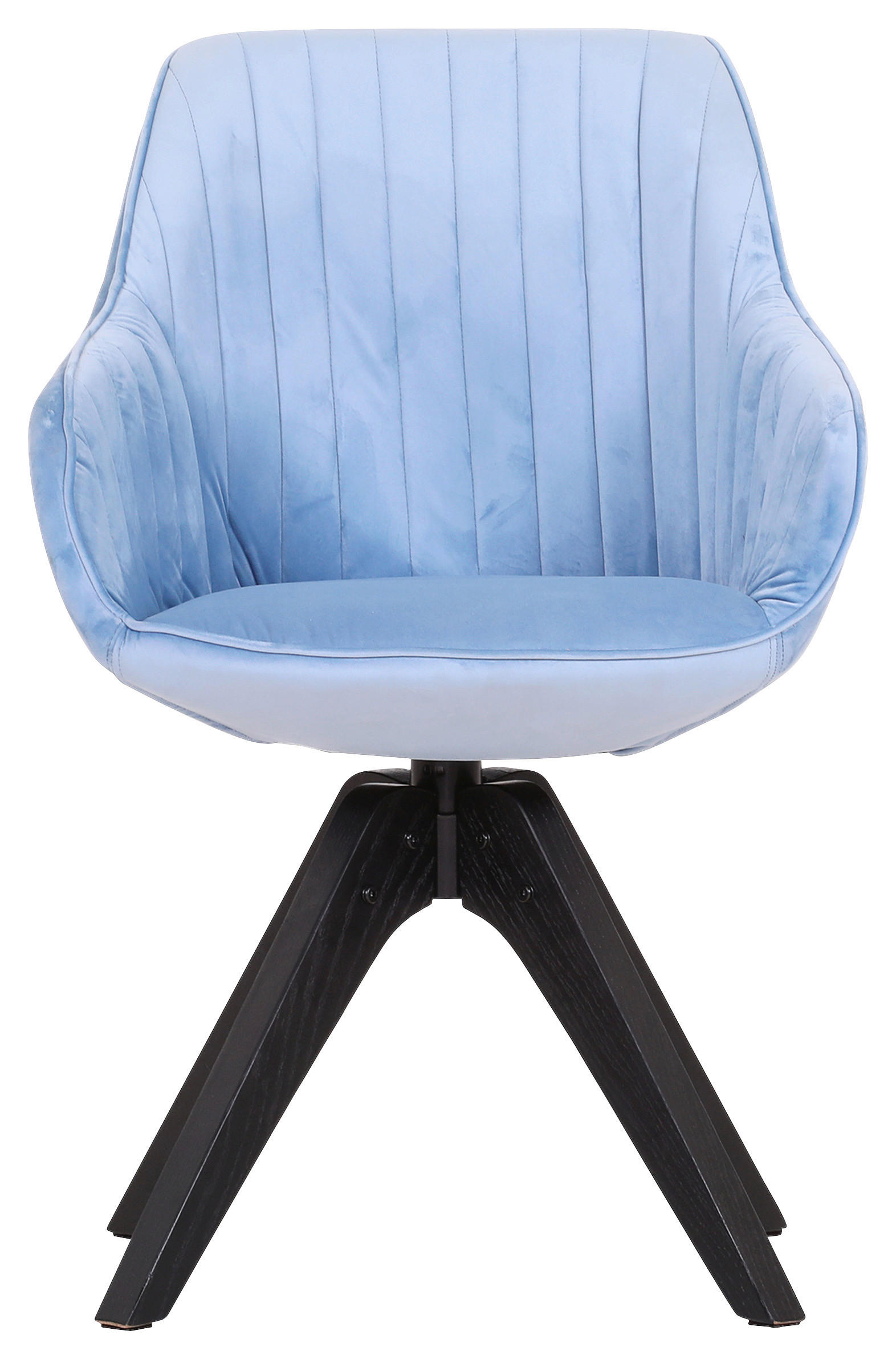 ARMLEHNSTUHL in Velours - Schwarz/Hellblau, LIFESTYLE, Holz/Textil (60/83/65cm) - home24