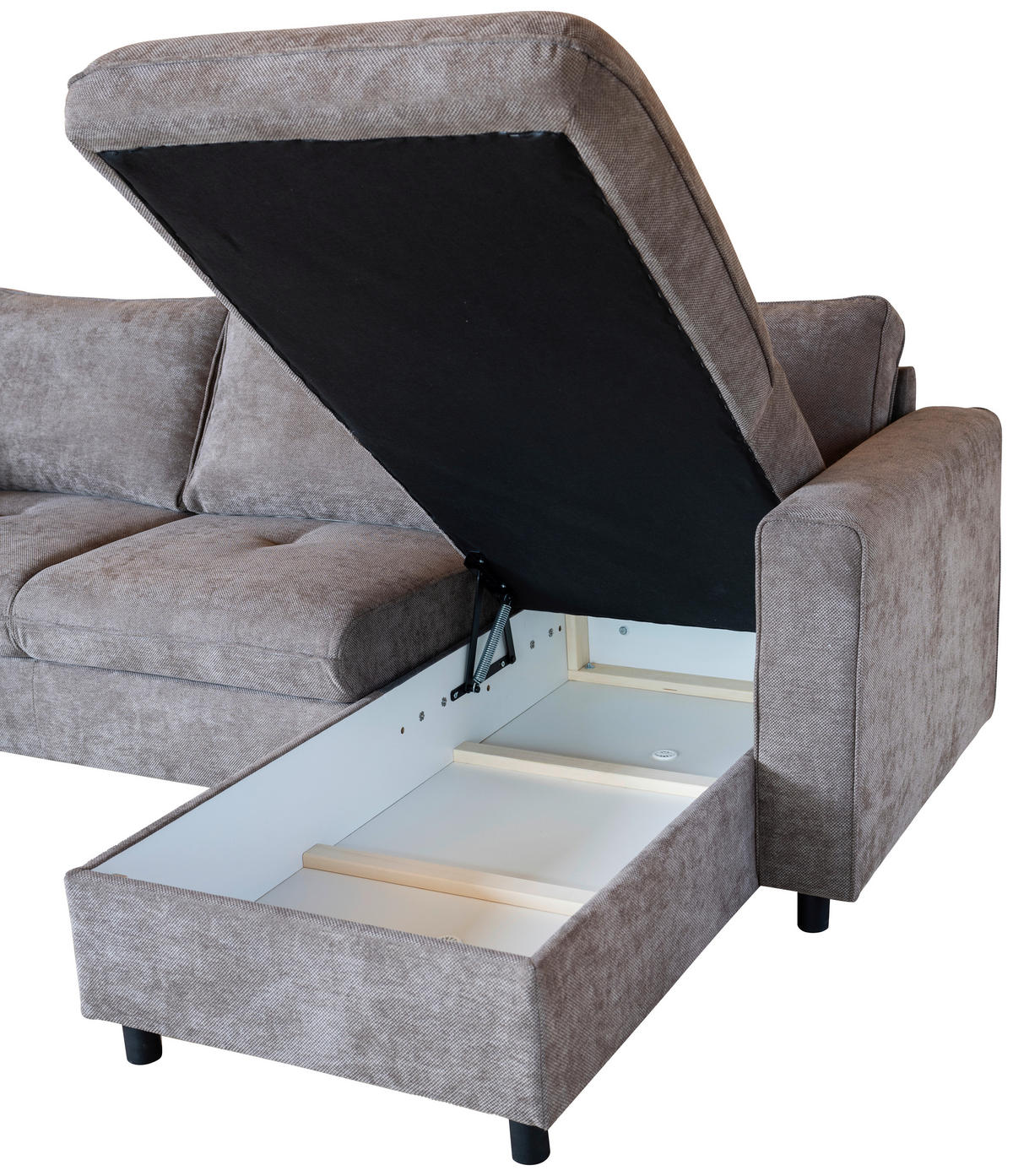 ECKSOFA Braun Flachgewebe  - Schwarz/Braun, KONVENTIONELL, Textil/Metall (252/162cm) - Carryhome