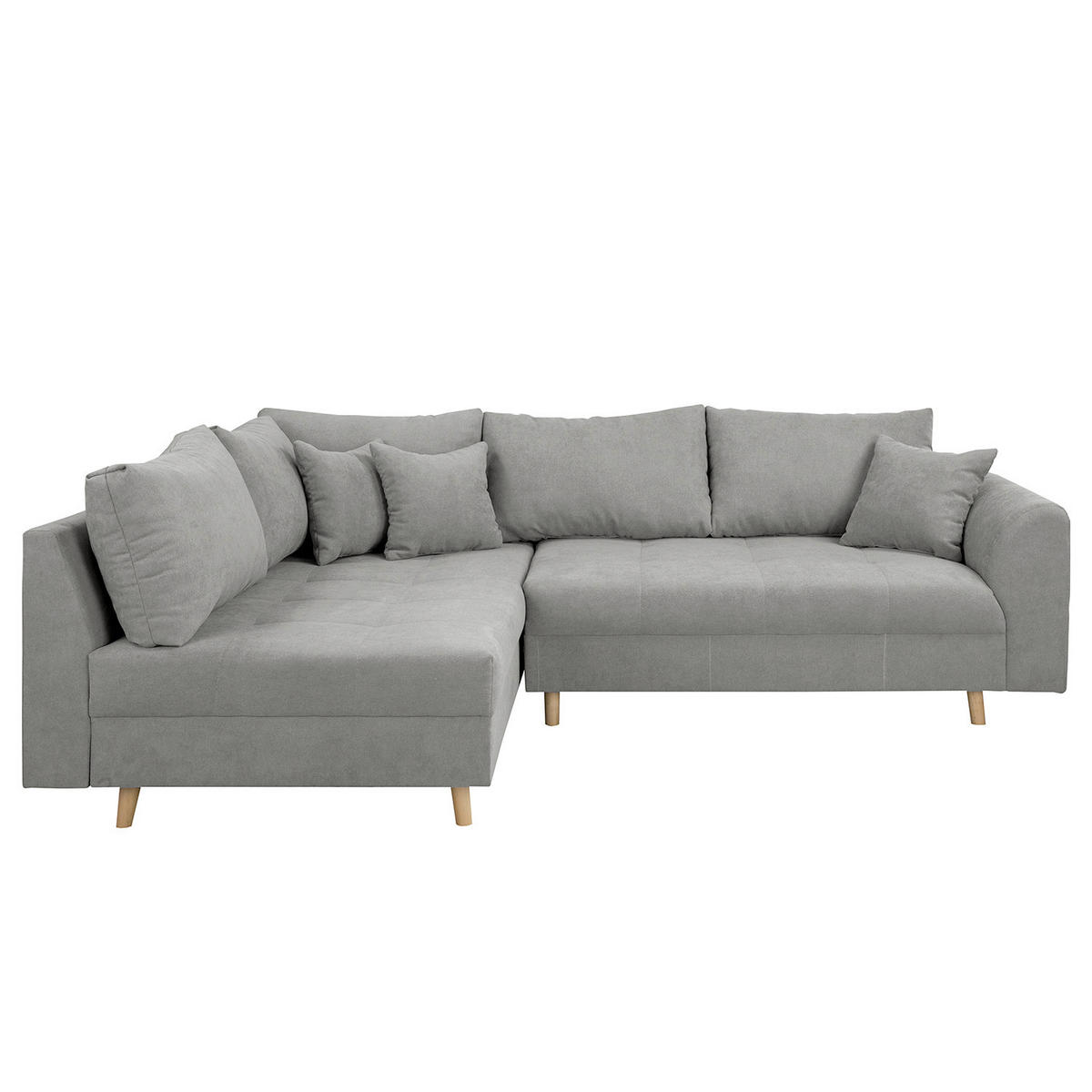ECKSOFA inkl. Hocker Ariella Grau Mikrofaser Rückenkissen, Hocker  - Naturfarben/Grau, Design, Holz/Textil (161/231cm) - Livetastic