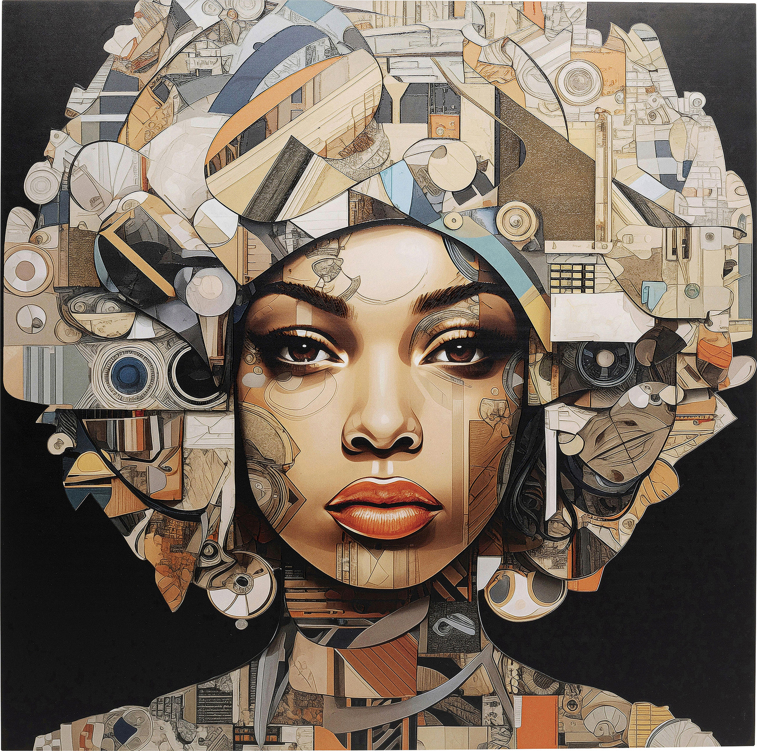 GLASBILD Abstraktes, Ethno, Frauen  - Multicolor, Design, Glas/Kunststoff (120/120/0,4cm) - Kare-Design