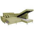 ECKSOFA inkl. Funktionen Grün Webstoff  - Silberfarben/Grün, Design, Textil/Metall (257/226cm) - Xora