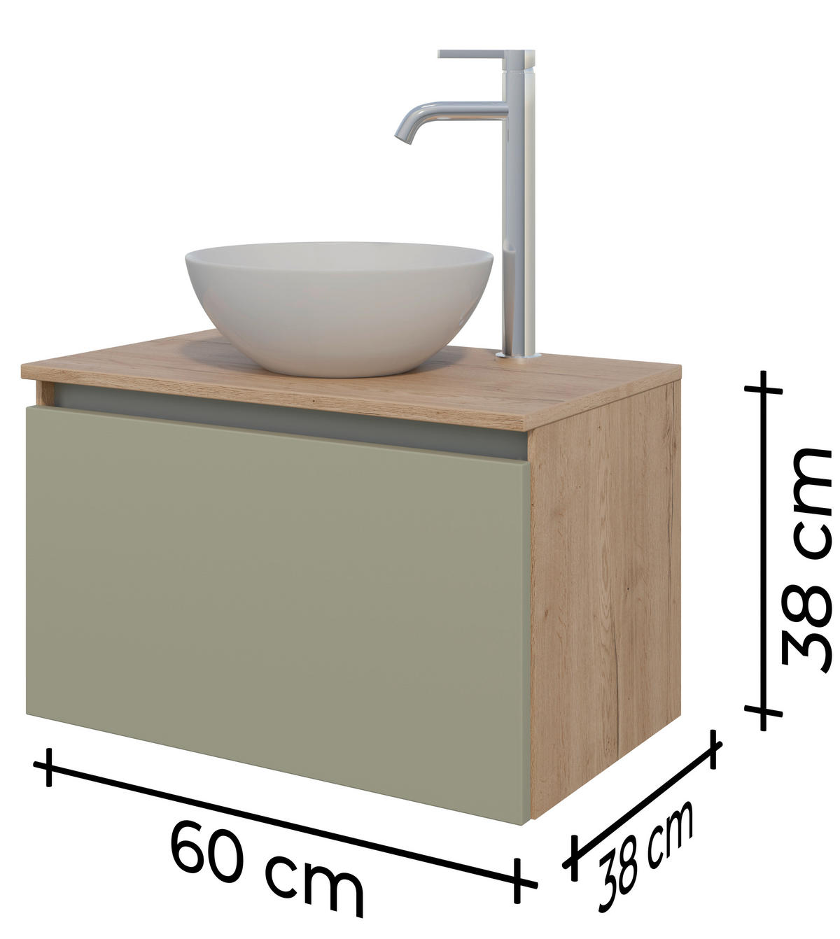 WASCHTISCHKOMBI 60,3 cm  - Edelstahlfarben/Eichefarben, MODERN, Keramik/Holzwerkstoff (60,3cm) - Celina Home