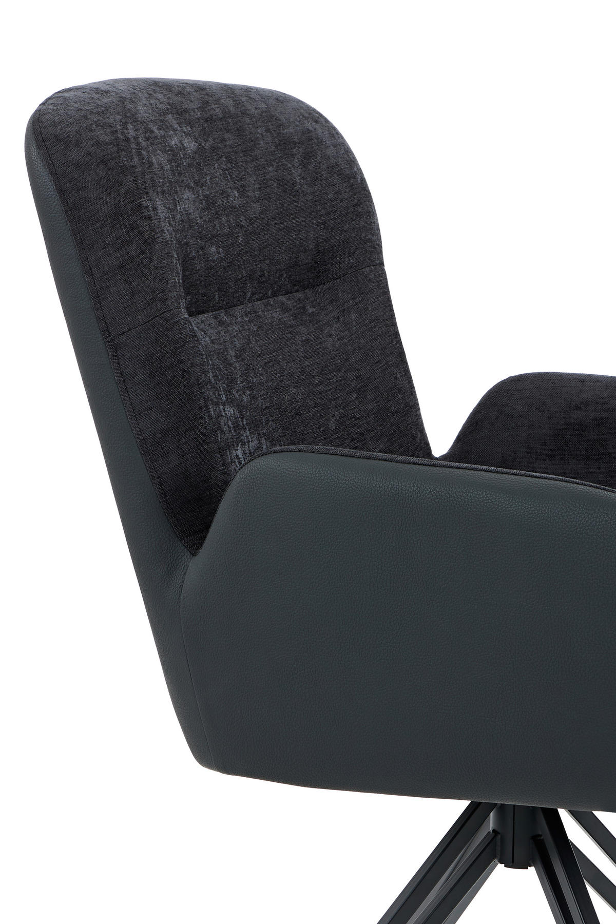 ARMLEHNSTUHL-SET 2 Stück  in Stahl Lederlook, Webstoff  - Schwarz, MODERN, Textil/Metall (57/91/67,5cm) - MID.YOU