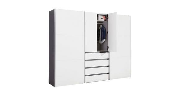 KLEIDERSCHRANK in Graphitfarben, Weiß - Alufarben/Graphitfarben, Design, Holzwerkstoff/Metall (300/236/68cm) - Hom`in
