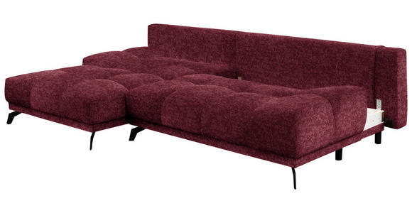 ECKSOFA in Chenille Dunkelrot  - Schwarz/Dunkelrot, MODERN, Textil/Metall (182/290cm) - Hom`in