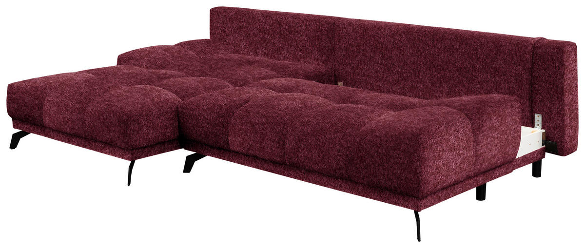 ECKSOFA Dunkelrot Chenille  - Schwarz/Dunkelrot, MODERN, Textil/Metall (182/290cm) - Hom`in