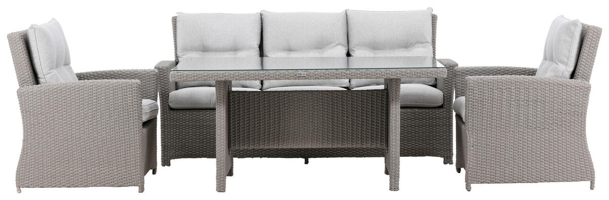 LOUNGESET 2 delar  - grå, Klassisk, glas/plast - Gardenson