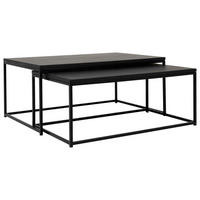 COUCHTISCHSET furniert rechteckig Schwarz, Eschefarben  - Eschefarben/Schwarz, Design, Holzwerkstoff/Metall (95-100/36,8-41,8/50-60cm)