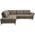 ECKSOFA in Struktur Greige  233/288 cm  - Greige/Schwarz, Natur, Textil/Metall (233/288cm) - Valnatura
