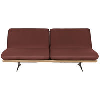 SCHLAFSOFA Dunkelrot Echtleder  - Beige/Schwarz, Design, Leder/Holz (204/92/90cm) - Dieter Knoll