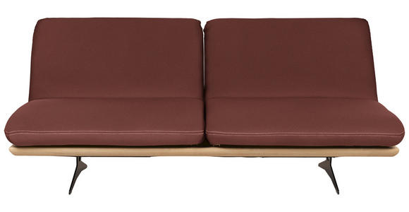 SCHLAFSOFA Dunkelrot Echtleder  - Beige/Schwarz, Design, Leder/Holz (204/92/90cm) - Dieter Knoll