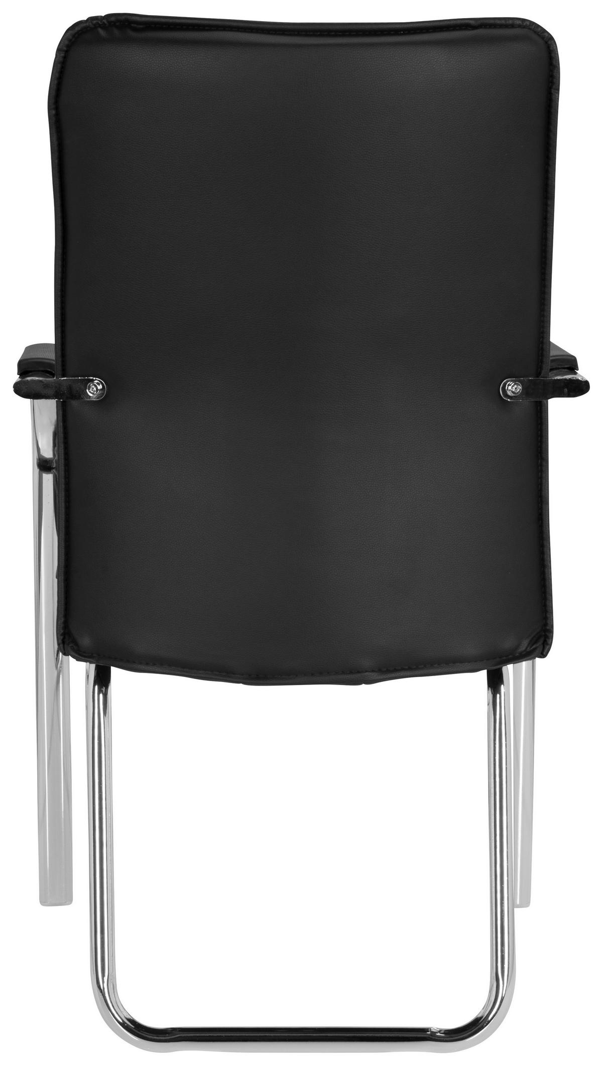BESUCHERSTUHL  in Lederlook Schwarz  - Chromfarben/Schwarz, MODERN, Textil/Metall (55/94/44cm) - MID.YOU