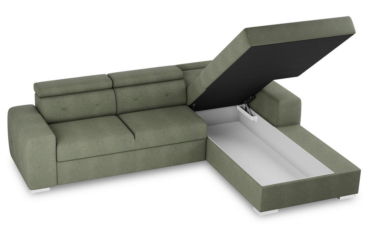 ECKSCHLAFSOFA in Olivgrün Textil   - Olivgrün, Design, Textil (296/195cm) - MID.YOU