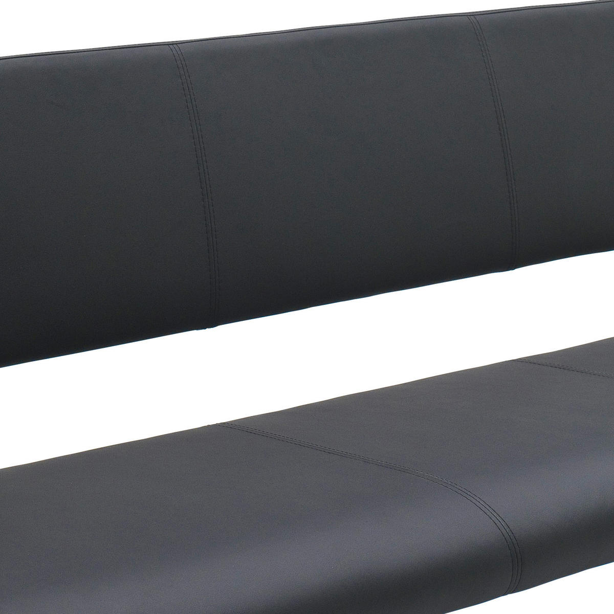 SITZBANK in Metall, Leder Schwarz, Edelstahlfarben  - Edelstahlfarben/Schwarz, Design, Leder/Metall (175/86/59cm) - Livetastic