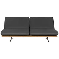 SCHLAFSOFA Holz, Leder Dunkelgrau  - Dunkelgrau/Beige, Design, Leder/Holz (204/92/90cm) - Dieter Knoll