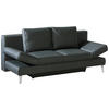 SCHLAFSOFA Anthrazit Echtleder  - Chromfarben/Anthrazit, KONVENTIONELL, Leder/Metall (200/85/90cm) - Novel