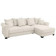 ECKSOFA Creme Cord  - Creme/Schwarz, KONVENTIONELL, Kunststoff/Textil (318/197cm) - Hom`in