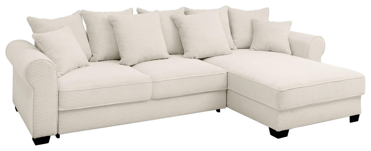 ECKSOFA in Cord Creme  - Creme/Schwarz, Konventionell, Kunststoff/Textil (318/197cm) - MID.YOU