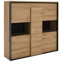 HIGHBOARD  in 146/140/42 cm  - Schwarz/Eiche Artisan, Design, Glas/Holzwerkstoff (146/140/42cm) - Hom`in