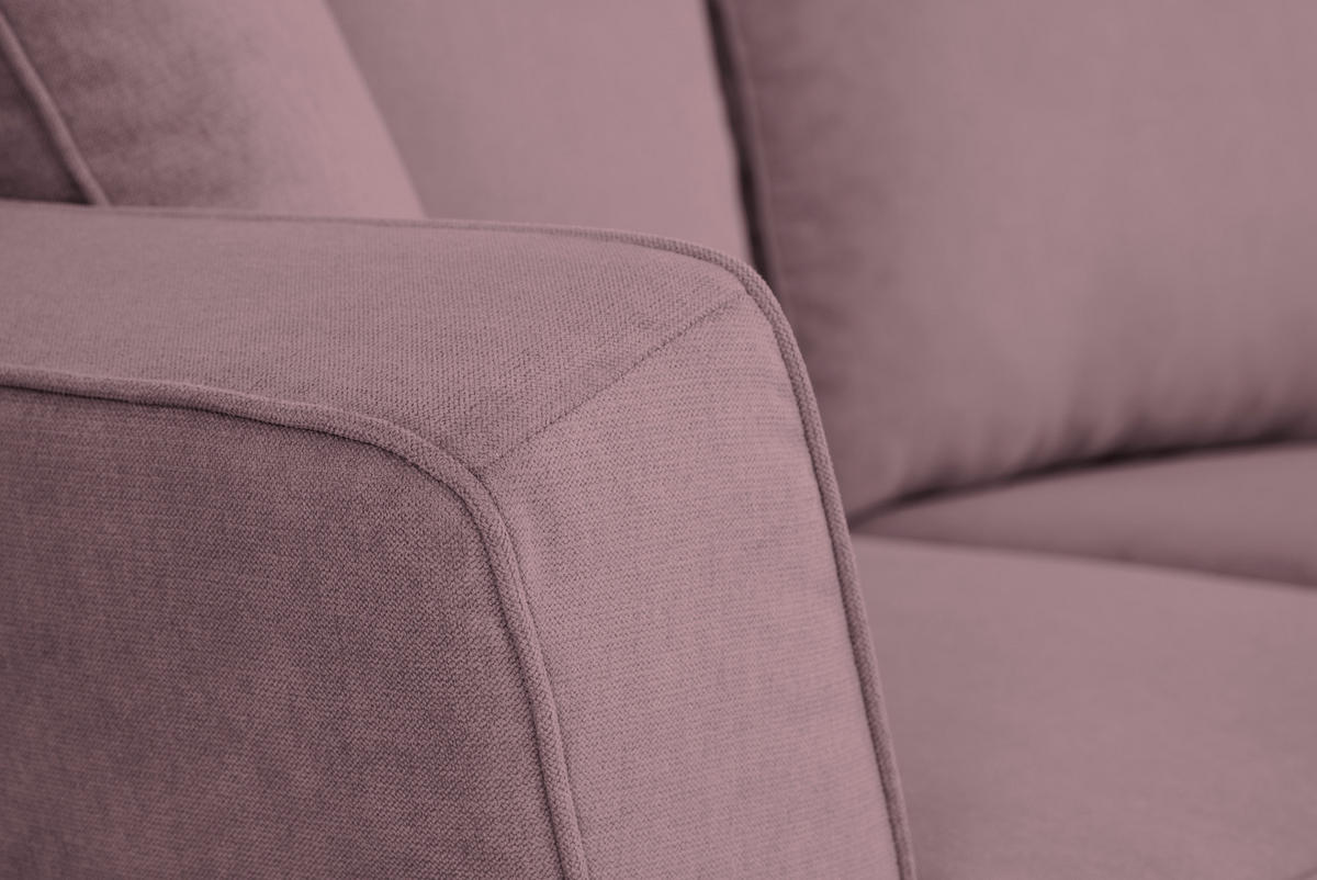 ECKSOFA in Velours Rosa  - Schwarz/Rosa, Konventionell, Holz/Textil (244/159cm) - Carryhome