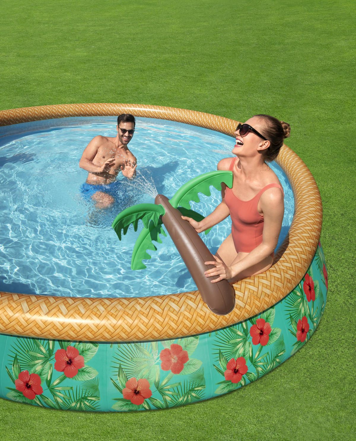 POOLSET PARADISE PALMS 57416 457/84 cm  - Multicolor, Trend, Kunststoff (457/84cm) - Bestway