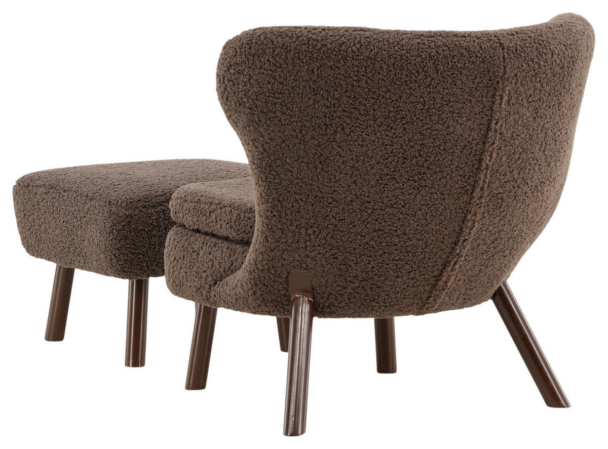 FÅTÖLJ MED FOTPALL i metall, textil brun  - brun, Design, metall/textil (60,5/80/85cm) - Livetastic
