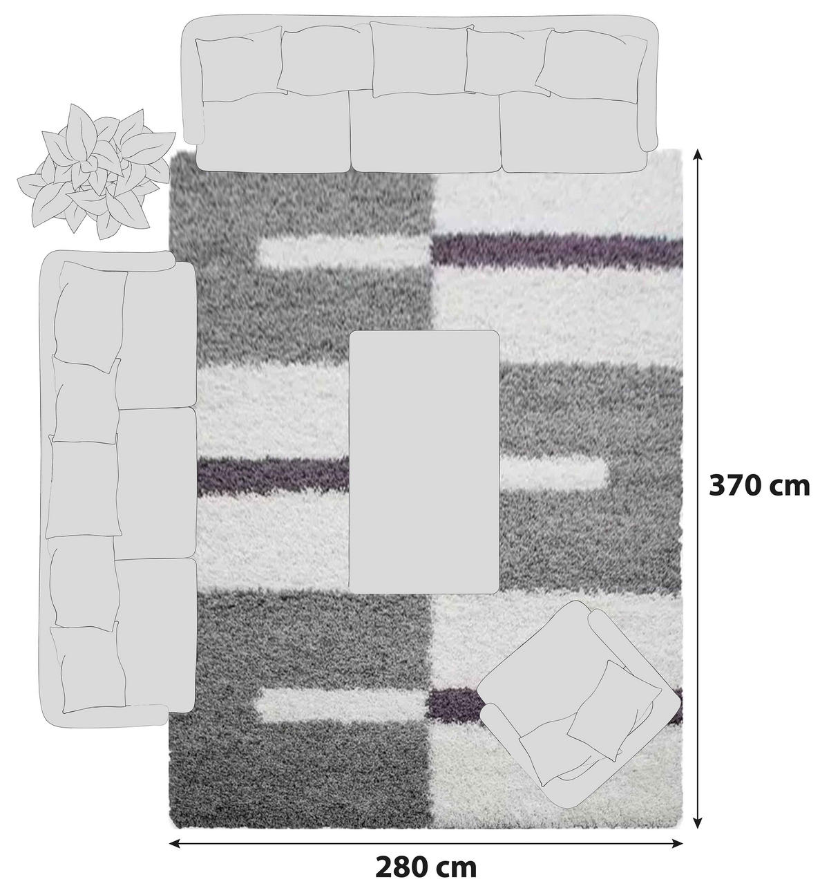 HOCHFLORTEPPICH 280/370 cm Gala 2505 Lila  - Lila, Design, Textil (280/370cm) - Novel