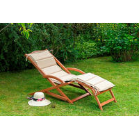 GARTENLIEGE 69/69/158 cm  - Eukalyptusholzfarben/Beige, KONVENTIONELL, Holz/Textil (69/69/158cm) - Gardenson