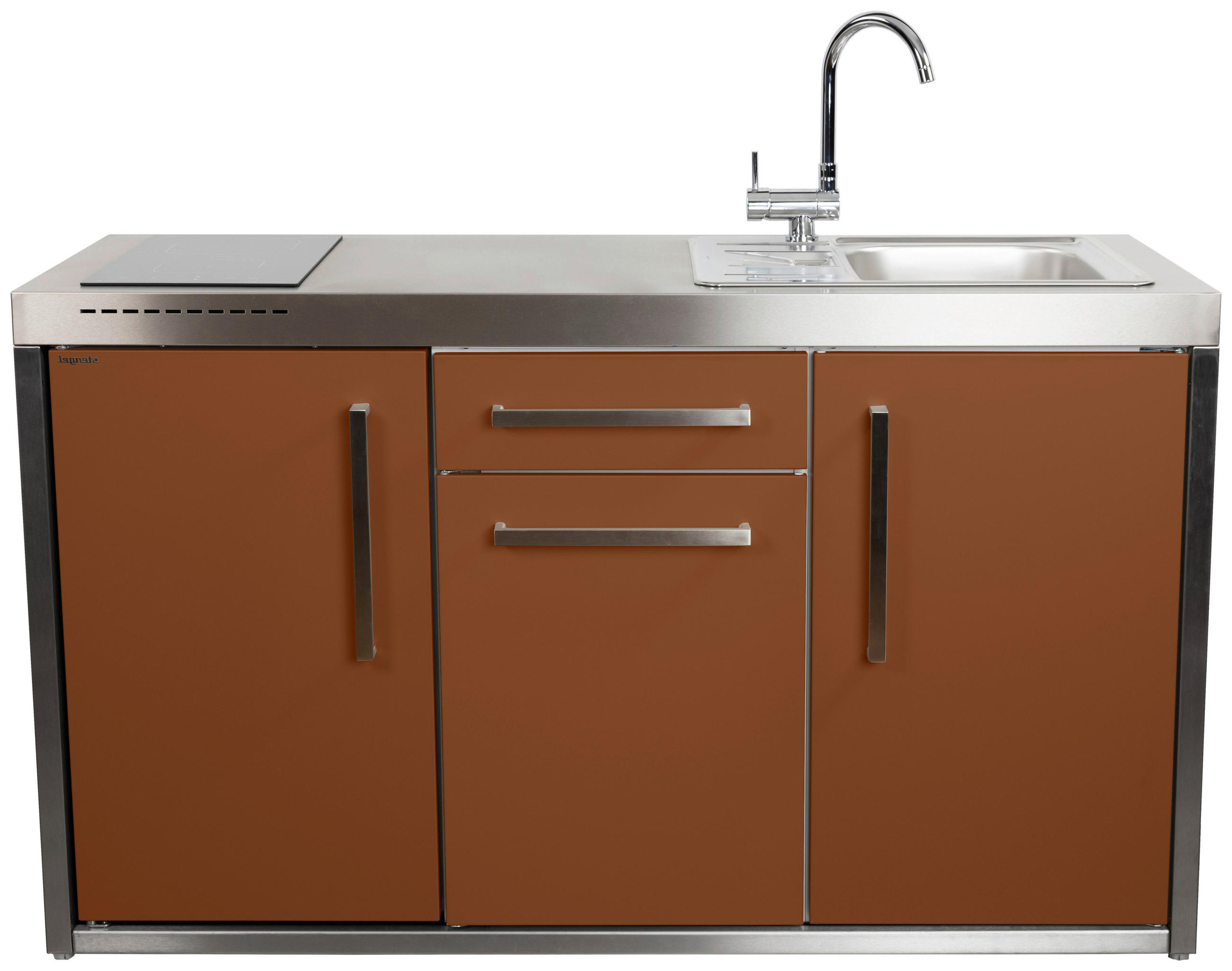 OUTDOORKÜCHE  - Edelstahlfarben/Braun, Basics, Metall (157/98/62cm)