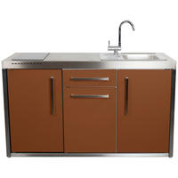 OUTDOORKÜCHE  - Edelstahlfarben/Braun, Basics, Metall (157/98/62cm)