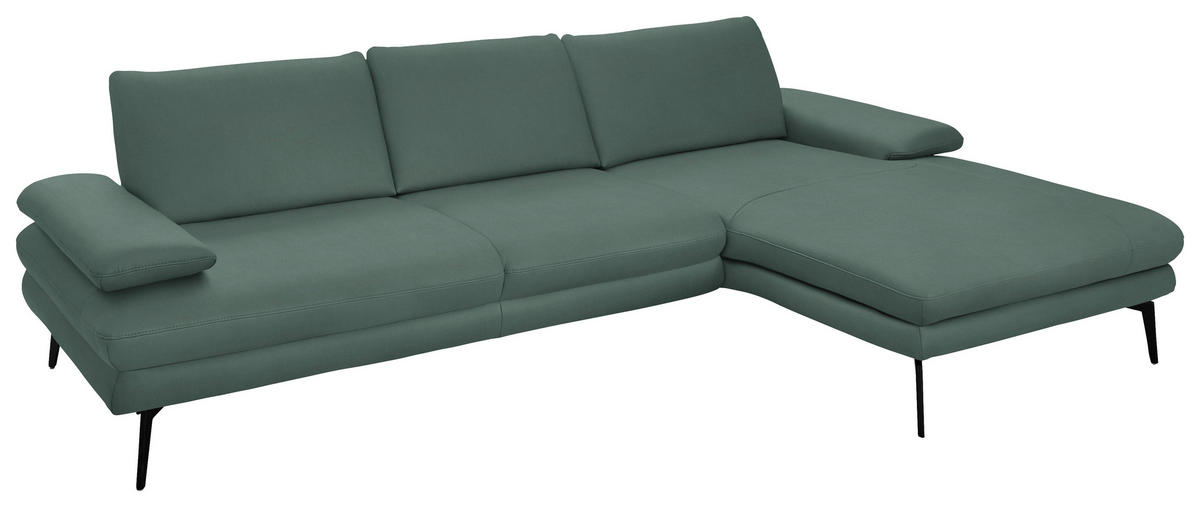ECKSOFA in Echtleder Opal  310/180 cm  - Opal/Schwarz, Design, Leder/Metall (310/180cm) - Dieter Knoll