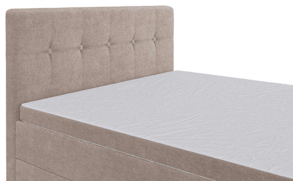 BOXSPRINGBETT 120/200 cm  in Beige  - Beige/Schwarz, KONVENTIONELL, Kunststoff/Textil (120/200cm) - Carryhome