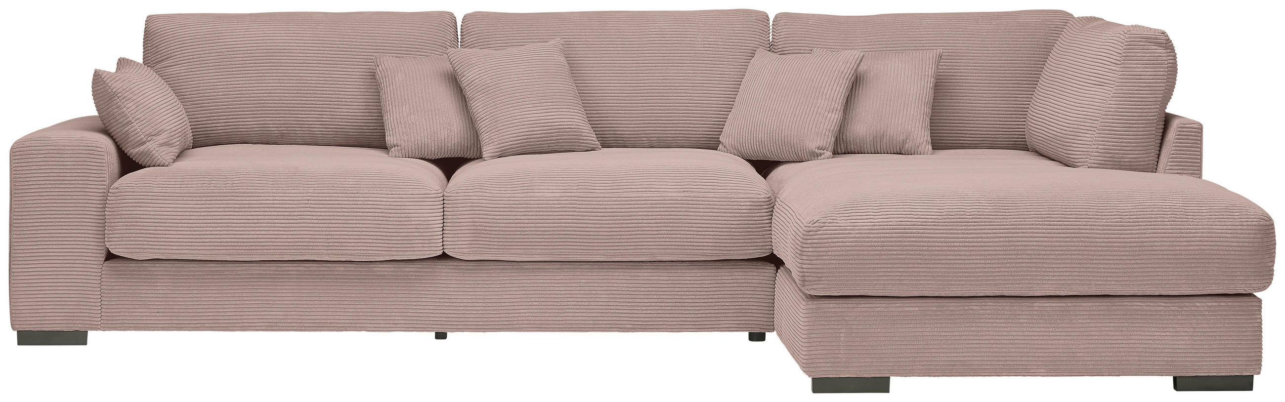 ECKSOFA in Cord Rosa  - Schwarz/Rosa, Design, Kunststoff/Textil (340/205cm) - Lomoco