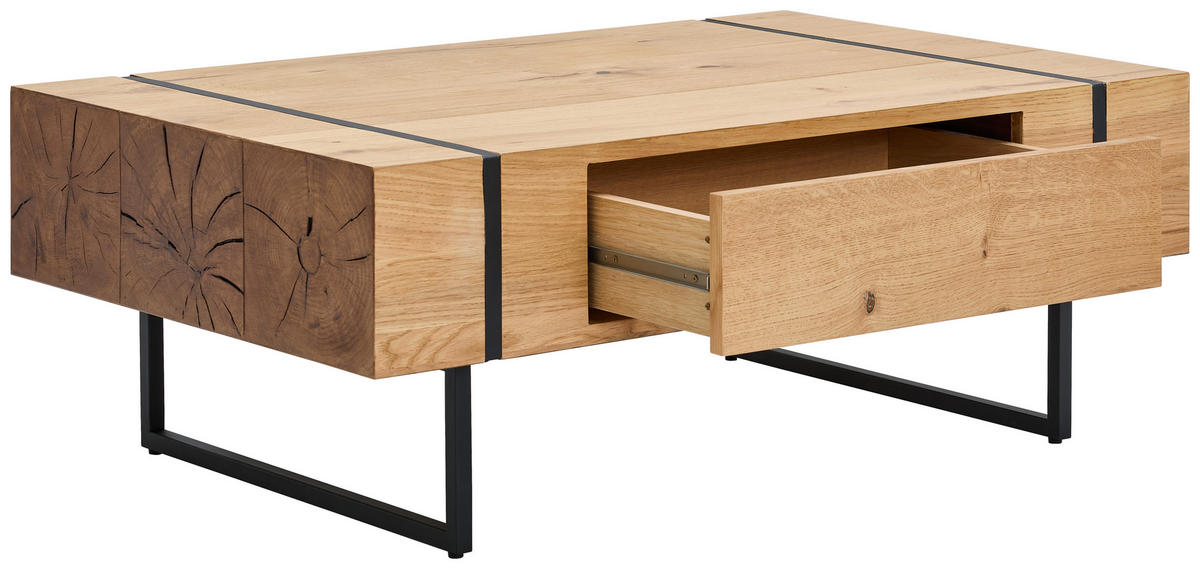 DOHÁNYZÓASZTAL fa, fém, faalapú anyag 110/70/40 cm   - natúr/fekete, Design, faalapú anyag/fa (110/70/40cm) - MID.YOU