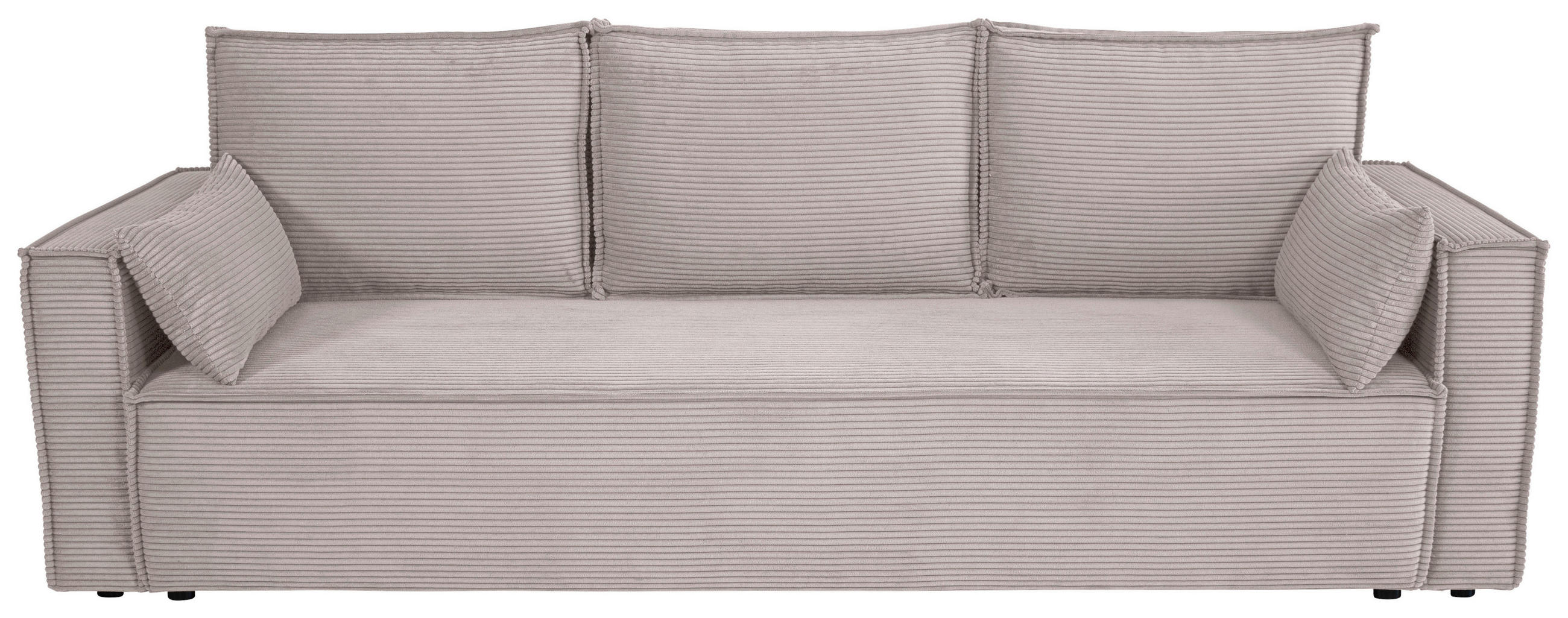 SCHLAFSOFA  mit Rücken echt, Armteil links, Armteil rechts Cord Hellgrau  - Hellgrau/Schwarz, Design, Textil (232/85/92cm) - Xora