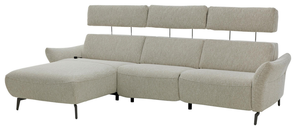 ECKSOFA Musterring Naturfarben Webstoff  - Schwarz/Naturfarben, Design, Textil/Metall (177/275cm) - Musterring