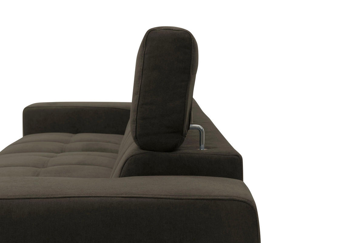 ECKSOFA TRENTO Mikrofaser  - Dunkelgrau/Schwarz, MODERN, Textil/Metall (287/175cm) - MID.YOU