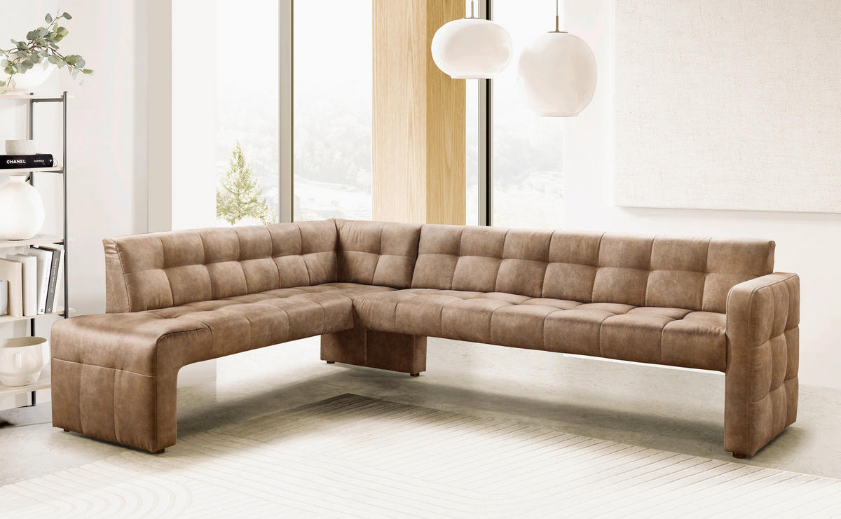 KLUPA KUTNA  konjak  drvo, tekstil, drvni materijal      - konjak/crna, Moderno, drvni materijal/drvo (265/197cm) - Livetastic