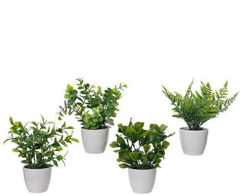 UMETNA RASTLINA - zelena/bela, Basics, umetna masa (21cm)