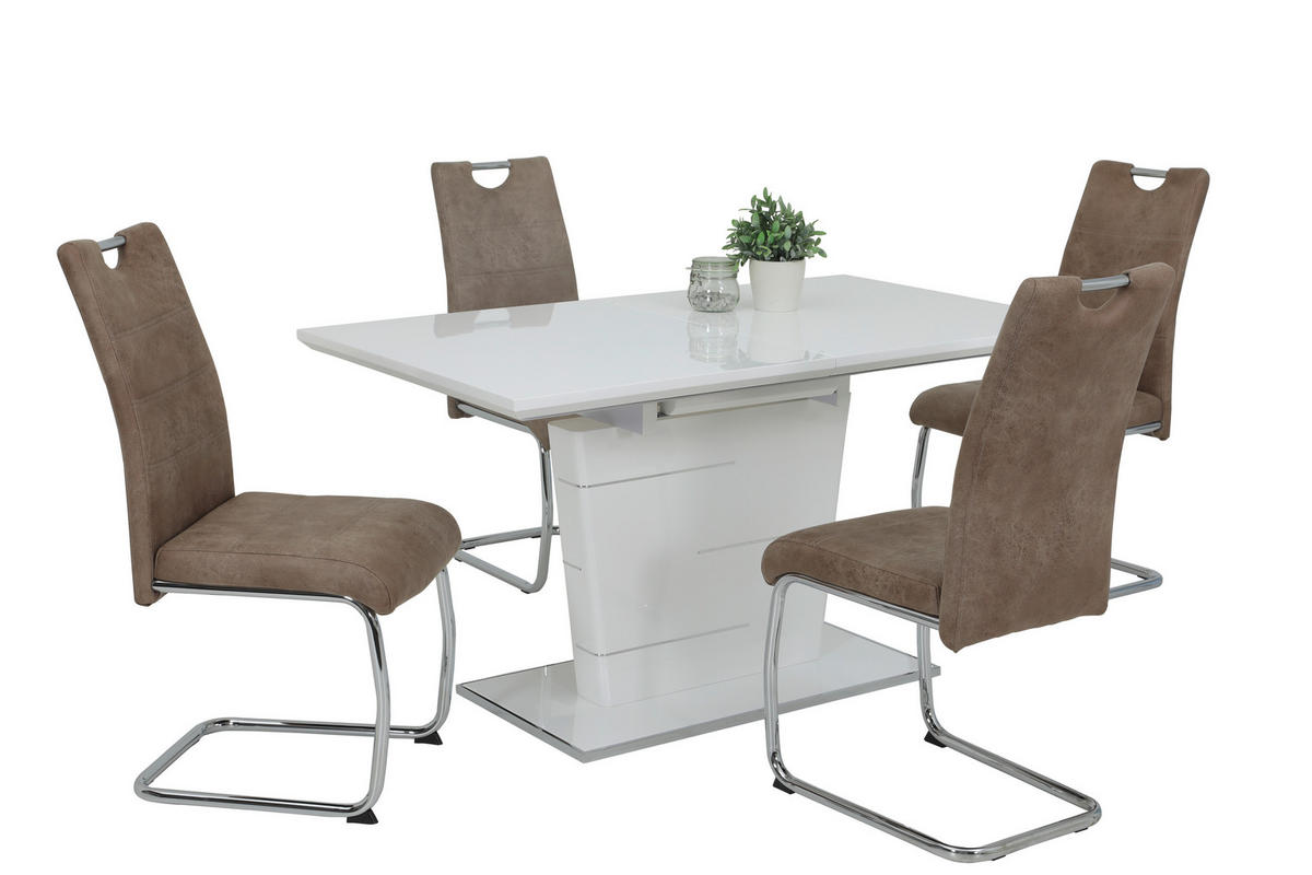 SCHWINGSTUHL  in Mikrofaser  - Chromfarben/Beige, KONVENTIONELL, Textil/Metall (43/98/59cm) - Carryhome