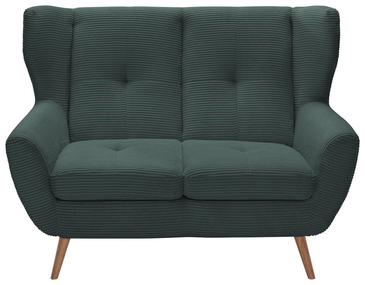 2-SITZER-SOFA Cord Dunkelgrün  - Dunkelgrün/Eichefarben, Design, Holz/Textil (140/102/90cm) - Stylife