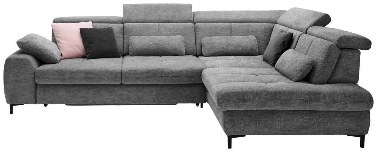 ECKSOFA Anthrazit Webstoff  - Anthrazit/Schwarz, KONVENTIONELL, Textil/Metall (314/220cm) - SetOne by Musterring