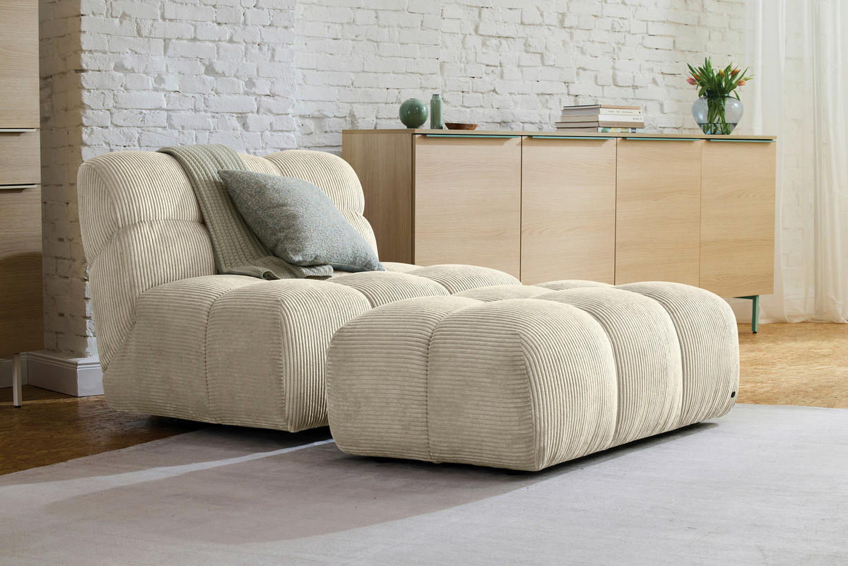 HOCKER Cord Beige  - Beige/Schwarz, KONVENTIONELL, Kunststoff/Textil (105/43/90cm) - Tom Tailor