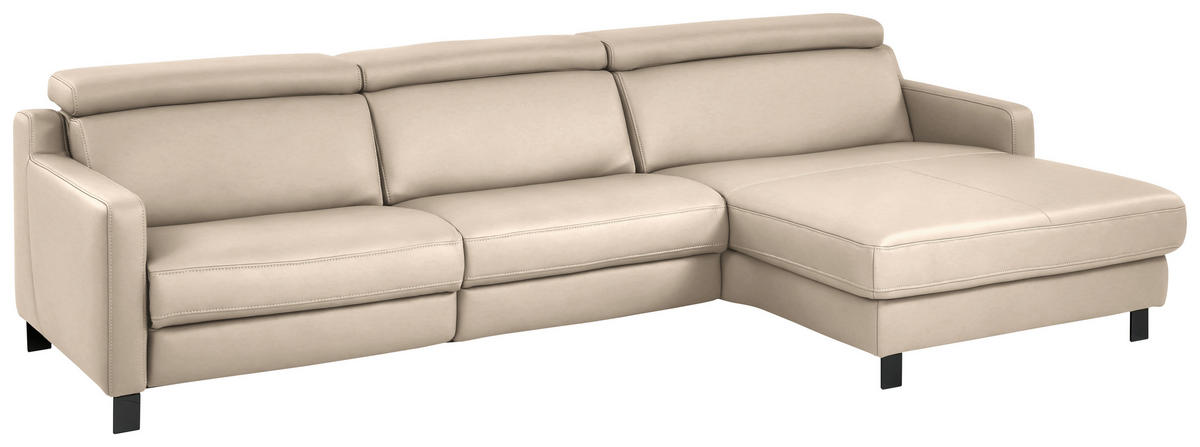 ECKSOFA in Echtleder Hellbraun  - Hellbraun/Schwarz, Design, Leder/Metall (291/176cm) - Valdera