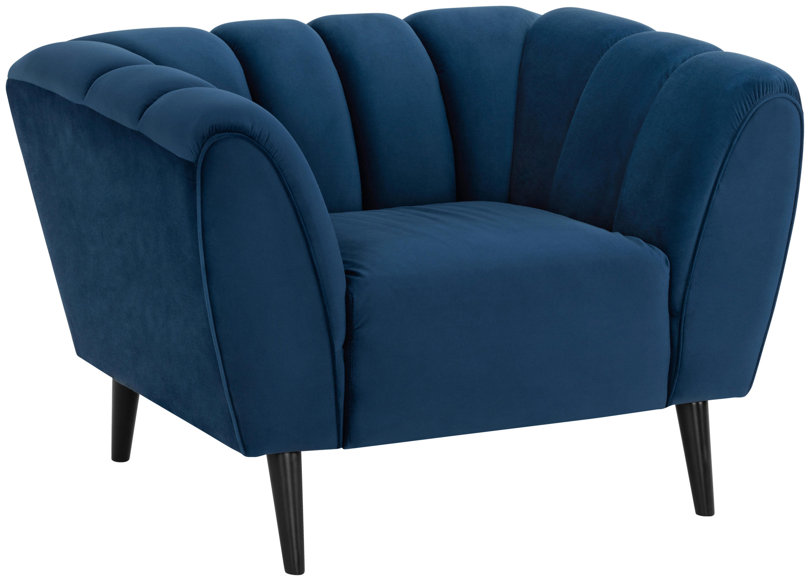 COCKTAILSESSEL Samt Blau    - Blau/Schwarz, MODERN, Holz/Textil (116/78,5/87cm) - P & B