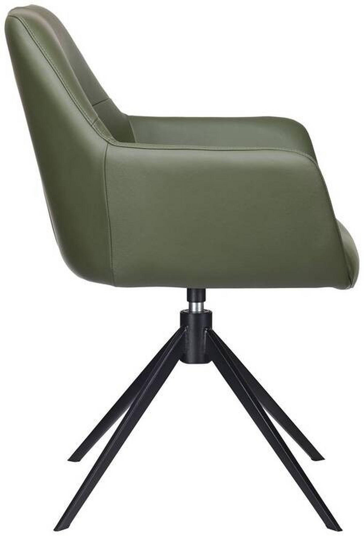 ARMLEHNSTUHL  in Eisen Echtleder pigmentiert  - Schwarz/Grün, KONVENTIONELL, Leder/Metall (59,5/87,5/63cm) - Novel